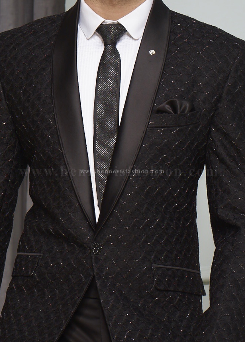 Designer Glitter Black Fancy Men's Suit | Bennevis Fashion