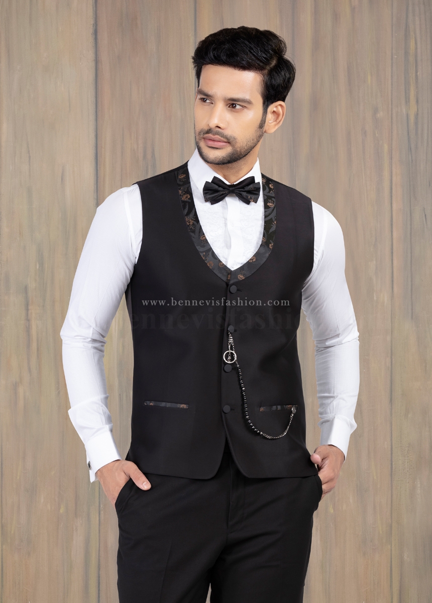 Floral Black Wedding suit for Men 