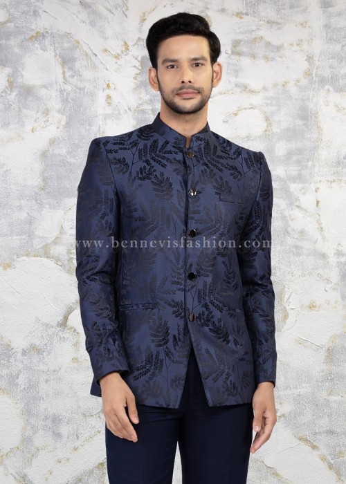 Purple Jodhpuri Suit for Men in Floral Design