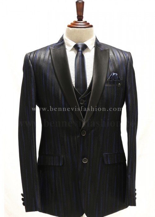 Blue Jacquard Suit for Men
