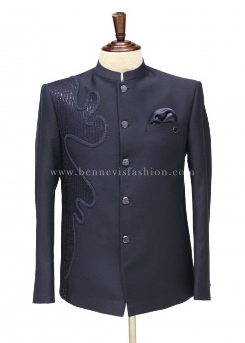 Embroidered Blue Designer Jodhpuri Suit for Men