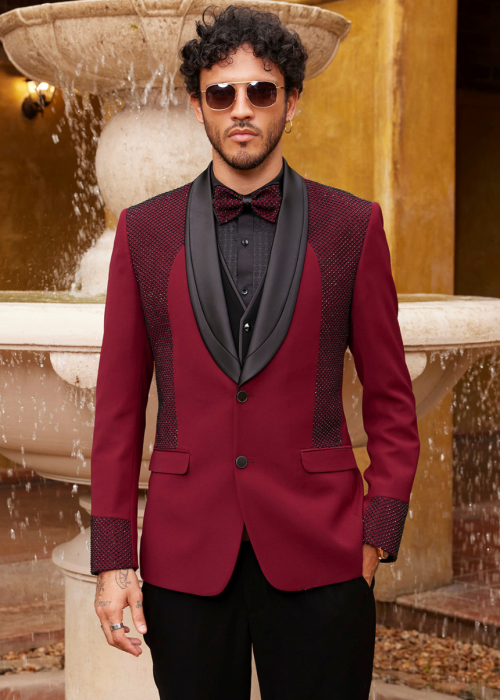 Cherry Red Designer Tuxedo for Men