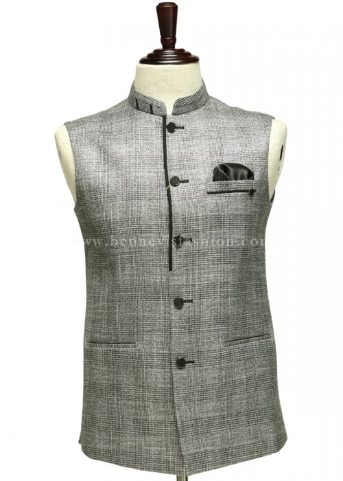 Grey Checks Waistcoat with timeless detailing for Men
