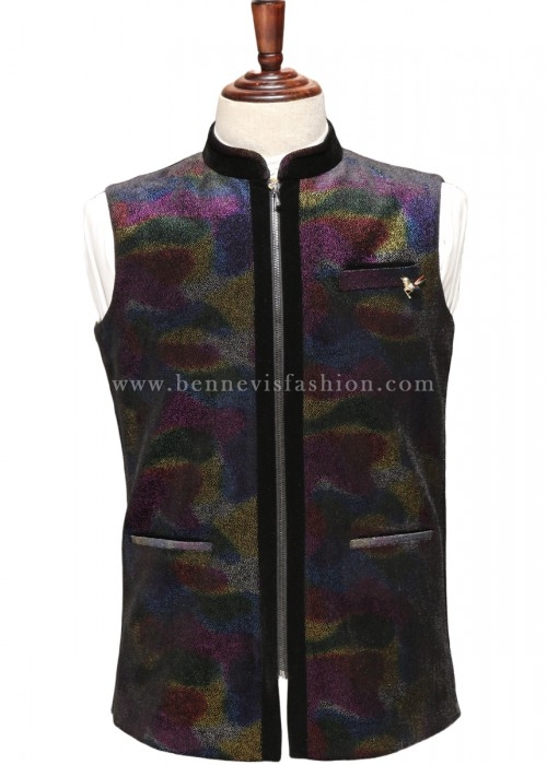 Multitone Textured Zipper Waistcoat for Men [Bomber Jacket]