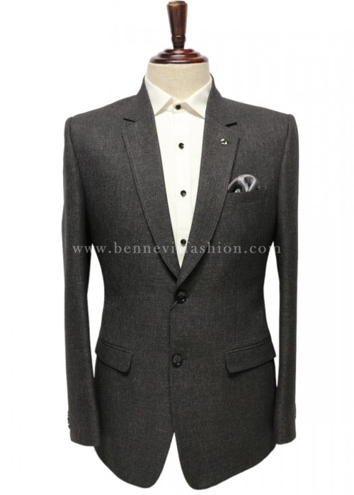 Charcoal Grey Jute Blazer for Men