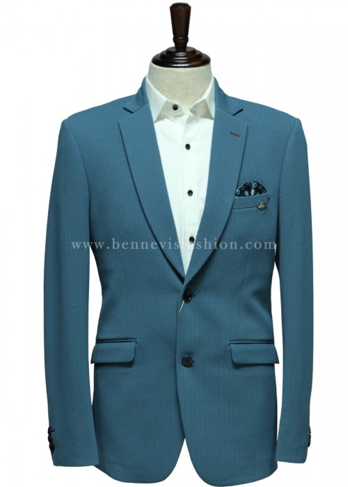 Deep Firozi Structured-Knit Premium Blazer for Men