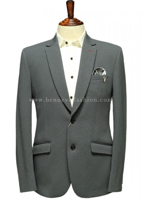 Deep Grey Structured-Knit Premium Blazer for Men