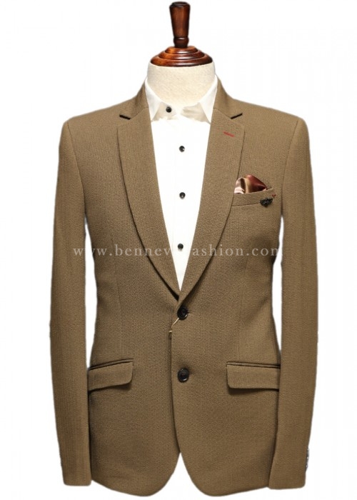 Mocha Brown Structured-Knit Premium Blazer for Men