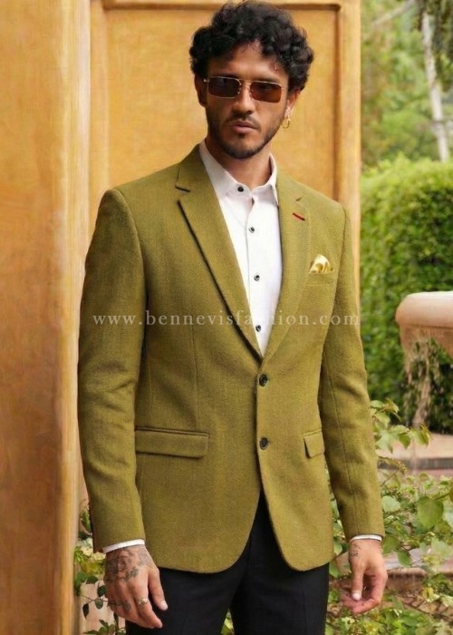 Citrine Structured-Knit Premium Blazer for Men