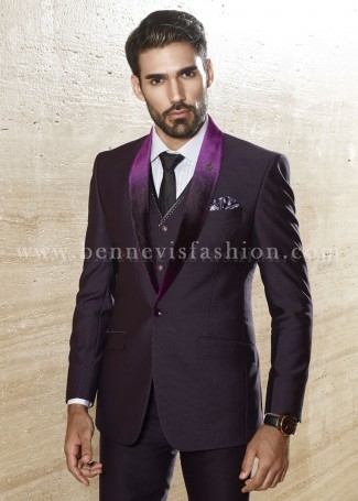 Purple Terry Rayon Designer Mens Suit