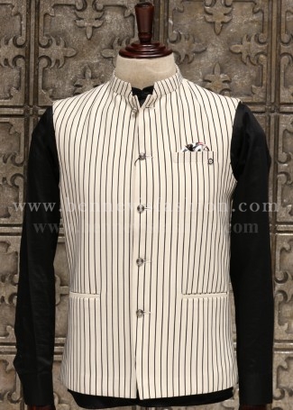 White Stripe Bundi Jacket for Men