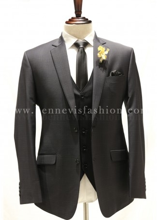 Grey Terry Wool Checkered Designer Men Suit