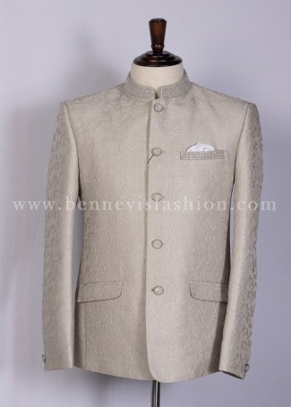 Tassar Cream Ethnic Jodhpuri Suit for Men