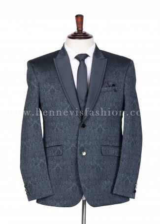 Firozi Colour Jacquard Bennevis Tuxedo Suit for Men 