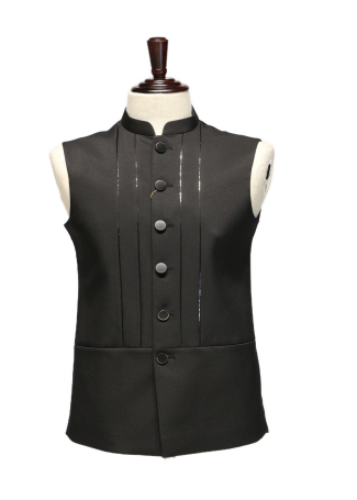 Black Waistcoat with Metallic Stripes