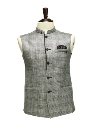 Grey Checks Waistcoat with timeless detailing for Men