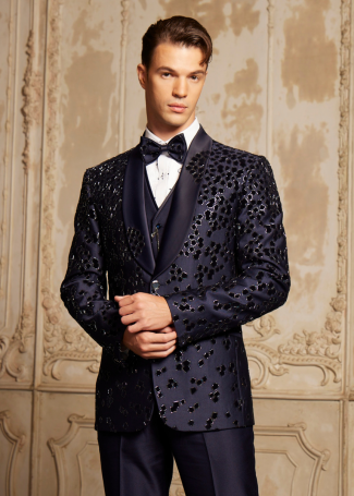 Classic Black Terry Rayon Tuxedo Suit for Men