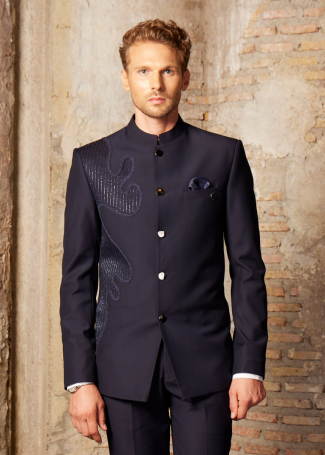 Embroidered Blue Designer Jodhpuri Suit for Men