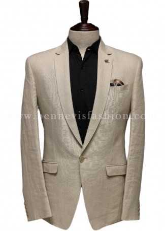 Cream Color Fine Linen Blazer for Men