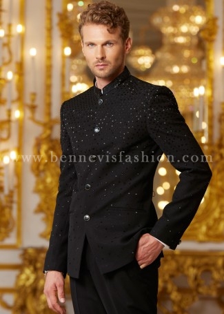 Black Designer Bandhgala For Men