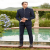 Blue Mirror Work Fusion Suit for Men