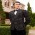 Black Velvet Floral Embroidered Tuxedo Suit For Men