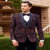 Blue Velvet Floral Embroidered Tuxedo Suit For Men