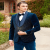 Cotton Velvet Teal Embroidered Suit For Men