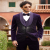Cotton Velvet Metallic Embroidered Purple Designer Tuxedo For Men