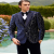 Navy Blue Velvet Print Designer Tuxedo For Men