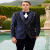 Navy Blue Velvet Print Designer Tuxedo For Men