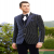 Classic Navy Blue Velvet Stripe Tuxedo Suit for Men