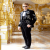 Velvet Black Embroidered Suit For Men