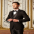 Designer Black Embroidered Tuxedo for Men