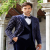 Bold Velvet Stripe Blue Tuxedo For Men