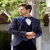 Bold Velvet Stripe Blue Tuxedo For Men