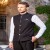Saddle Stitch Black Waistcoat for Men