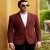 Men Maroon Structured Knit Smart Blazer