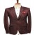 Wine Red Corduroy-Textured Paisley-Print Blazer for Men