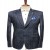 Blue Corduroy-Textured Paisley-Print Blazer for Men