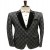 Black Tweed-Finish Plaid Blazer for Men
