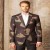 Wine Abstract Textured Statement Blazer for Men