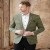 Olive Moss Checked Textured Blazer for Men