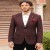 Wine Red Corduroy-Textured Paisley-Print Blazer for Men