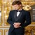 Teal self Embroidered Designer Tuxedo For Men