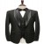Black Embellished Shawl Lapel Multi Layer Tuxedo Suit for Men