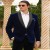 Navy Blue Velvet Tuxedo Blazer for Men