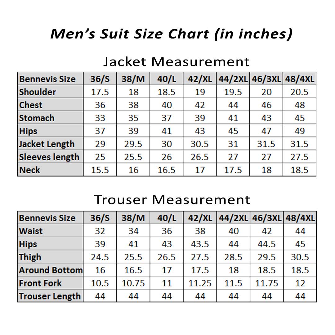 Suit Jacket Sleeve Length Chart